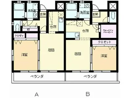 グラン・ブルー・パステルハイム(1LDK/3階)の間取り写真