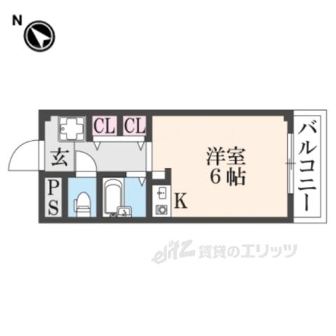 ツインビルB棟(ワンルーム/4階)の間取り写真