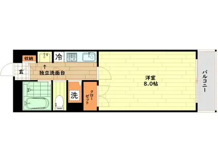 グリーンプラザ新梅田(1K/2階)の間取り写真