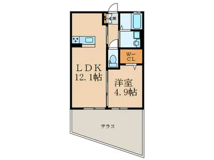 リブフラット横代(1LDK/1階)の間取り写真
