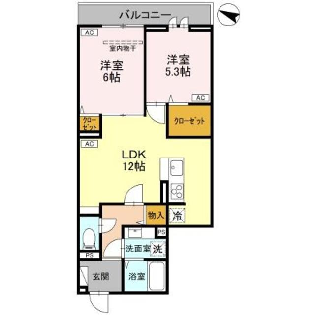 NOBLE RAFFINER上小町(2LDK/2階)の間取り写真