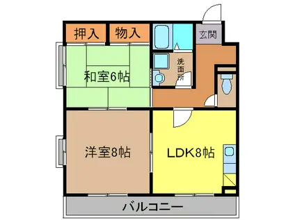 メゾンドールセントラル(2LDK/1階)の間取り写真