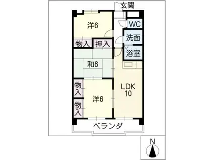 ハートヒル平津(3LDK/2階)の間取り写真