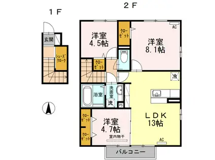 アール・アイ武雄II(3LDK/2階)の間取り写真