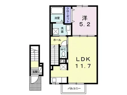 ソシア・北島(1LDK/2階)の間取り写真