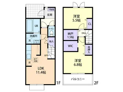 5/1君津市人見五丁目テラスハウス(2LDK/1階)の間取り写真