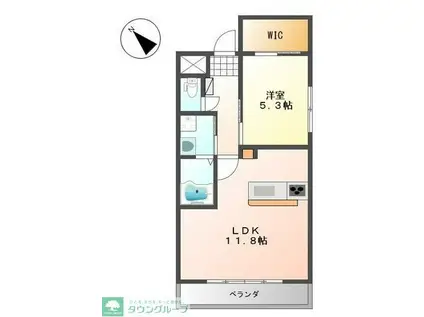 LA FORTE南鳩ヶ谷(1LDK/1階)の間取り写真