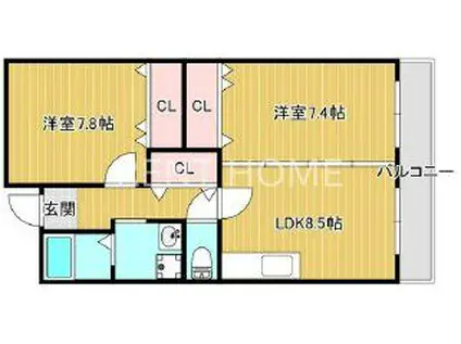 COZYCOURT喜連(2LDK/1階)の間取り写真