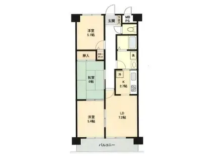 リーベスト取手(3LDK/3階)の間取り写真