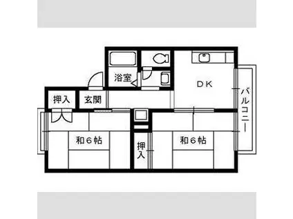 セジュール池内II棟(2DK/2階)の間取り写真