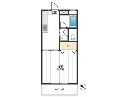 小豆沢秀和(1K/1階)の間取り写真