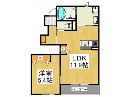ラガール清瀬(1LDK/1階)の間取り写真