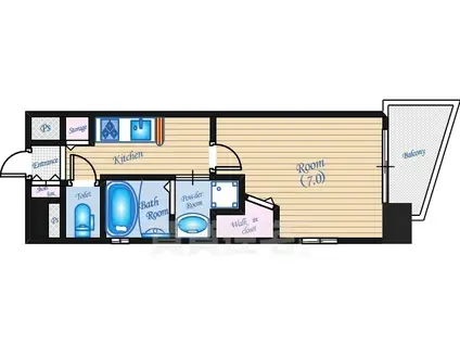 ステイサム舟入中町(1K/3階)の間取り写真