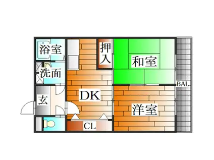 カサ高次(2DK/3階)の間取り写真