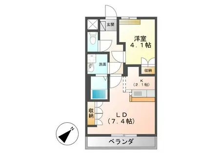 メルヴェーユ(1LDK/1階)の間取り写真