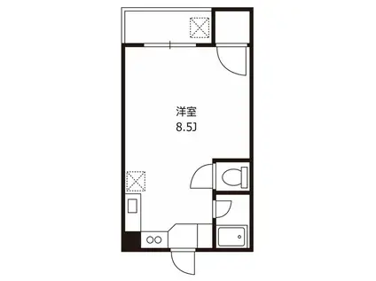 第二清水ハイツ(ワンルーム/1階)の間取り写真
