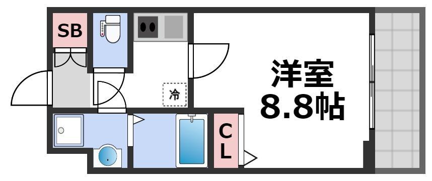 プレサンス谷町九丁目駅前(1K/13階)の間取り写真
