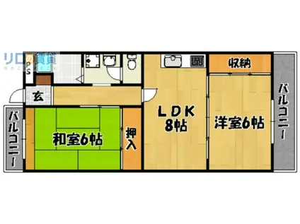 ハマハイツ(2LDK/2階)の間取り写真