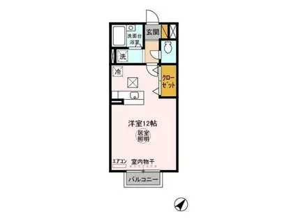 ラグーナフォンテーヌ(ワンルーム/1階)の間取り写真