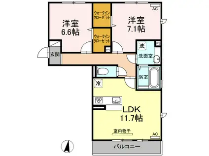 ディア・カーサ白藤(2LDK/3階)の間取り写真