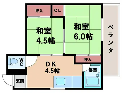 セルメ山坂(2DK/3階)の間取り写真