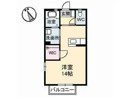 タートルテイル(ワンルーム/1階)の間取り写真