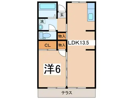 ドエル春日居A(1LDK/1階)の間取り写真