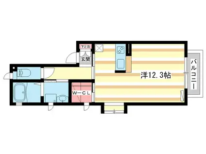 アクア西松ヶ丘北館(1K/2階)の間取り写真