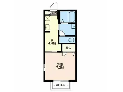 アルカディア(1K/2階)の間取り写真