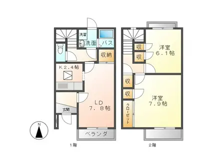 SUNNY PLACEB(2LDK/1階)の間取り写真