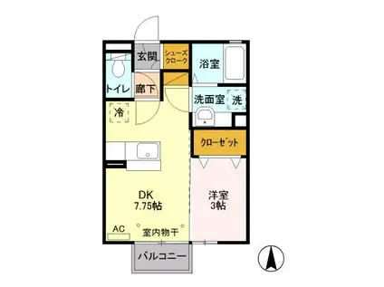 モリ ソレール(1DK/2階)の間取り写真