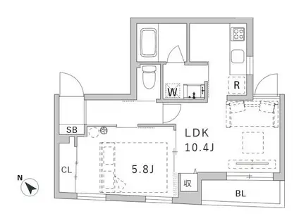 GRANDUO三軒茶屋III(1LDK/1階)の間取り写真