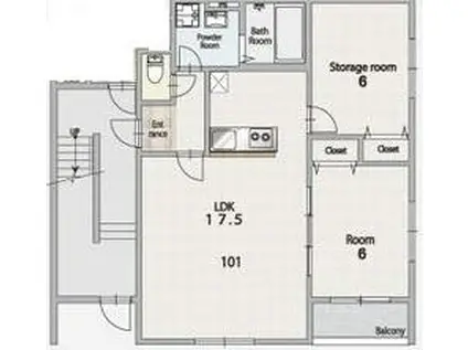 プロスパーコート住吉大社I(2LDK/1階)の間取り写真