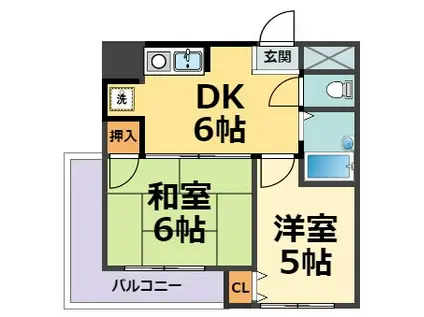 マブランシェット弦月(2DK/5階)の間取り写真