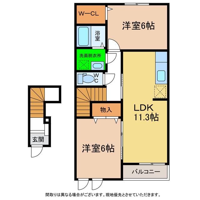 カリーナガーデン(2LDK/2階)の間取り写真