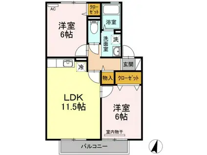 メゾンプリネール A棟(2LDK/2階)の間取り写真