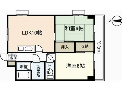 グリーンハイツ西原(2LDK/6階)の間取り写真
