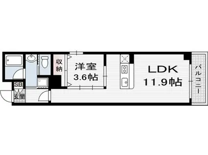 ソレイユ京都二条(1LDK/2階)の間取り写真