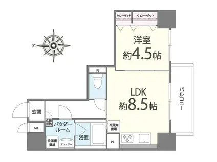 PAULOWNIA立花通(1LDK/8階)の間取り写真