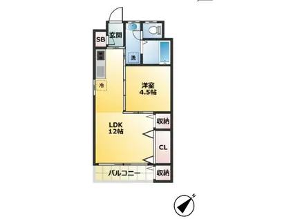 第一大谷マンション(1LDK/6階)の間取り写真
