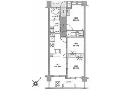 古千谷マンション(3DK/4階)の間取り写真
