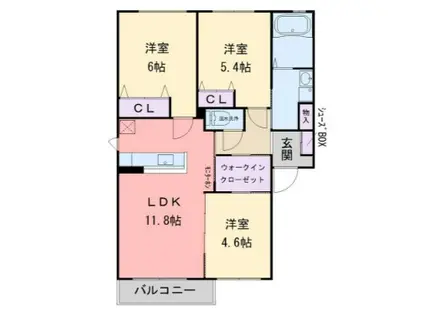 イルリッシュI(3LDK/2階)の間取り写真