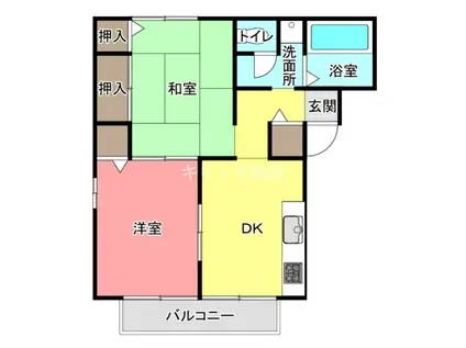 ディアス輝B(2DK/1階)の間取り写真