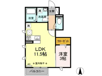 コージーコート(1LDK/1階)の間取り写真