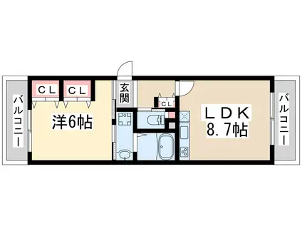アルポルト(1LDK/2階)の間取り写真