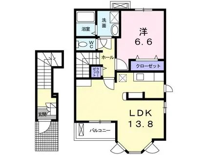 エリタージュ(1LDK/2階)の間取り写真