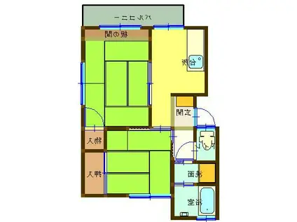 中矢ハイツ(2K/2階)の間取り写真