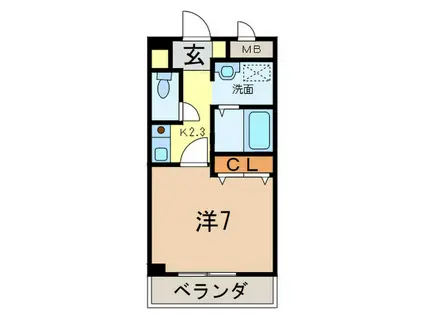 マリンコート21(1K/3階)の間取り写真