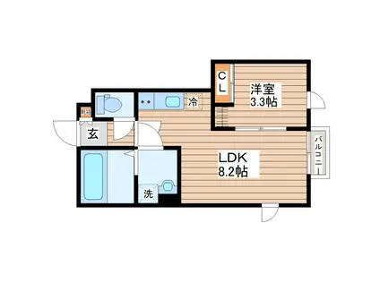 デュマンI(1LDK/1階)の間取り写真