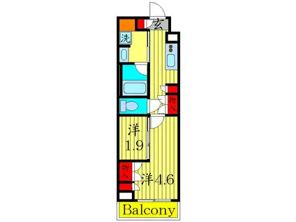 GENOVIA池袋本町(2K/6階)の間取り写真